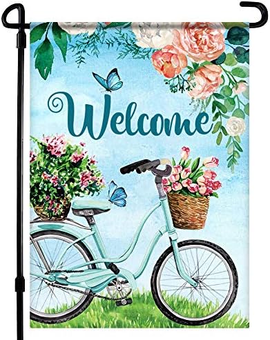 Home4ver Spring Garden Flag - 12,5 x 18 inčni dvostruki - bočni dobrodošli biciklistički dekor prednjeg dvorišta - Sezonski