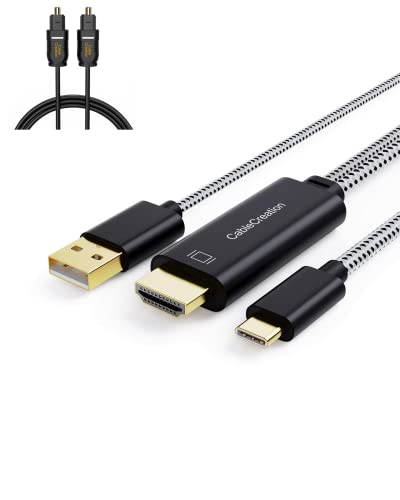 CableCreation Optički digitalni audio kabel 15ft USB C do HDMI kabela s USB punjenjem 6ft