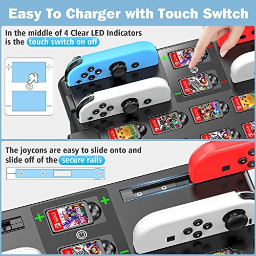 Organizator Switch Games s punjačem kontrolera, pristanište za punjenje za Nintendo Switch & OLED Joycons, Kytok Switch Storage