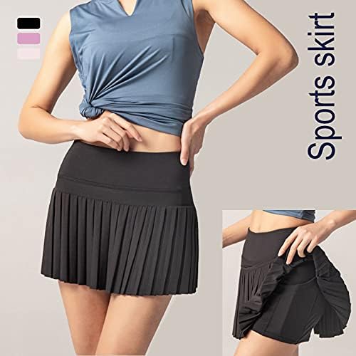Suknje visokog struka za žene, kratke hlače za golf, trčanje, sport, Fitness, crne kratke sportske suknje u naboru s džepovima