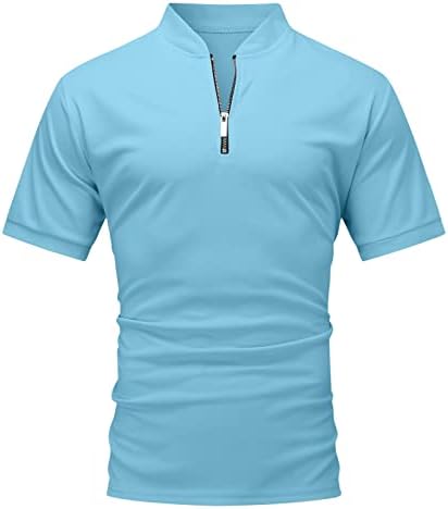 ZDDO muški sportski patentni zatvarač Henley majice, kratki rukavi s ovratnikom mišića tinejdžera vrhovi atletski trening