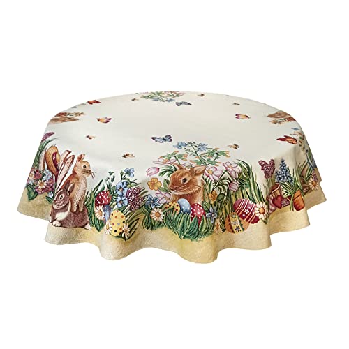 Stol za stol za uskršnje tapiserije Tkanine za stol za stol za stol 140 cm 54in s jajima zeko cvjetovi za okrugli stol