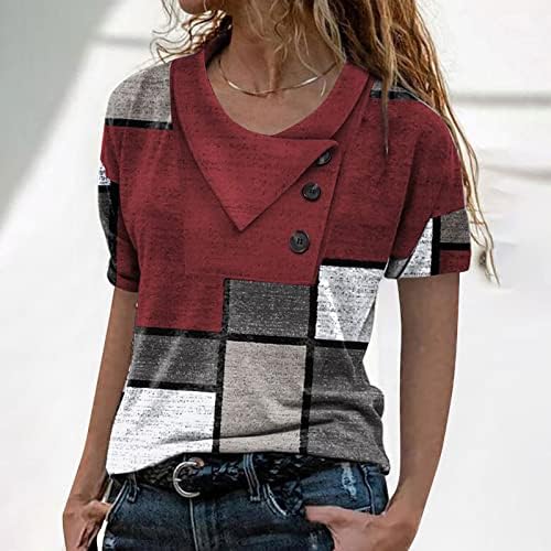 Majica za žene Ljetna jesenska geometrija kratkih rukava grafički opušteni fit ručak vrhovi majice djevojke 2023 odjeća trendi