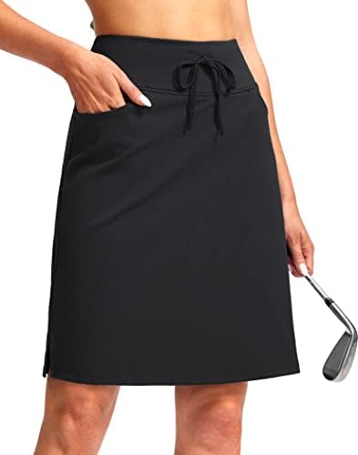 Santiny žene 20 '' dužine koljena Skorts suknje 6 džepova visoki struk s izvlačenjem dugačke teniske suknje golf suknja žene