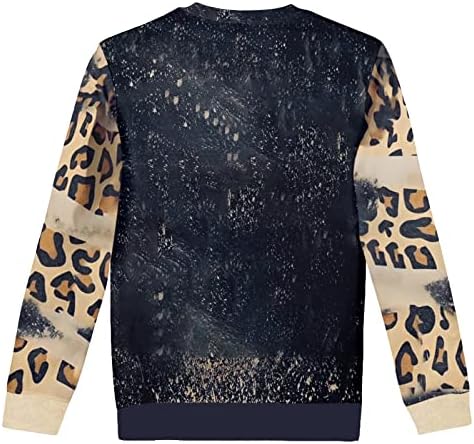 Jakmopo džemperi za žene plus veličine ženskog dugih rukava okrugli vrat leopard print Spajanje podstavljene dukserice