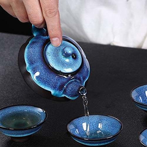 OMYTEA PUTOVANJE Japanski set za čaj - Kineski azijski kung fu gongfu porculanski set čaj - uključujući čajnu loncu, 4 šalice