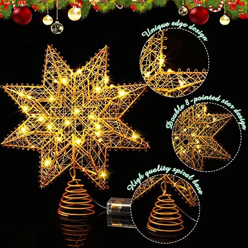 12,6 inča božićna zvjezdana stablo Topper Zlatni zatvoreni zvjezdani breetop 8-točka zvijezda Xmas Blittered božićno drvce