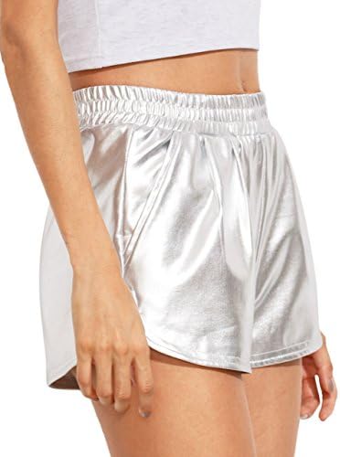 Sweatyrocks ženske metalne kratke hlače elastični struk Sjajne hlače