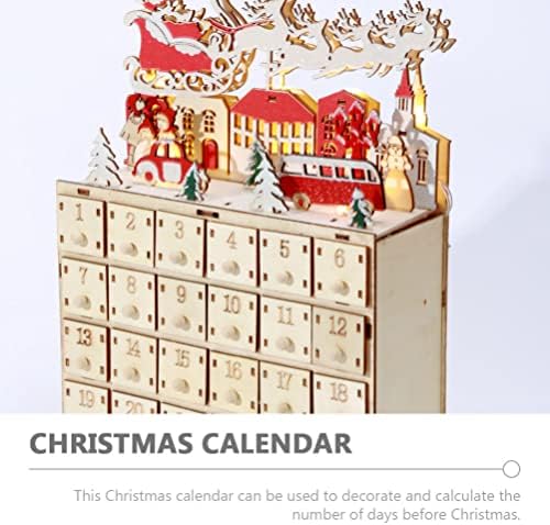 Božićni drveni adventski kalendar s LED osvjetljenjem 24 ladice za pohranu 24-dnevni kalendar odbrojavanja 2023 desktop ukrasi