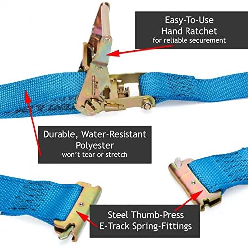 DC CARGO E-Track Ratcheting trake za tečajeve, 2 x 20 teškim plavim poliesterskim vezama Rachet naramenice, jaki remen za