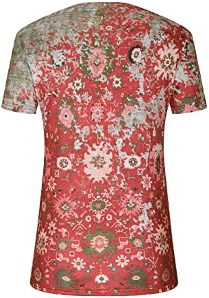 Bluza s uzorkom majica za Tinejdžerke jesensko-ljetna odjeća kratkih rukava modna pamučna ležerna bluza s izrezom u obliku