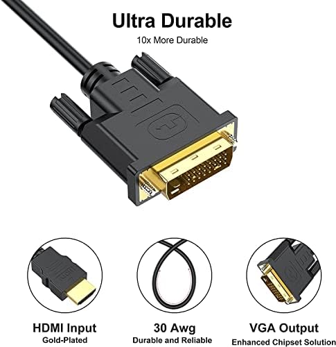 Mosimli DVI do HDMI kabela 3-pack, 3 metra dvosmjerni HDMI na DVI kabel kompatibilan za računalo, radnu površinu, prijenosno