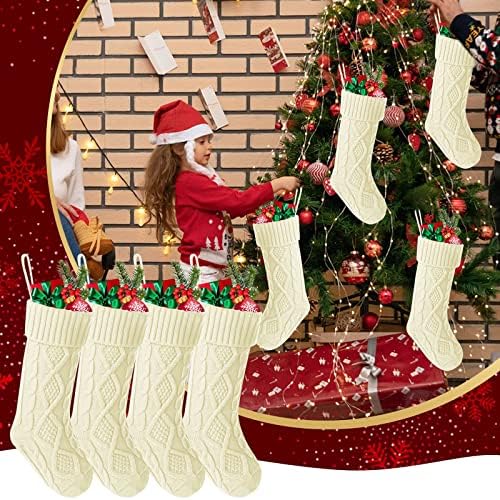 U blizini Classic 4 Pack pleteni božićne čarape pletene čarape ukrasi rustikalna seoska kuća za obiteljske blagdanske sezone