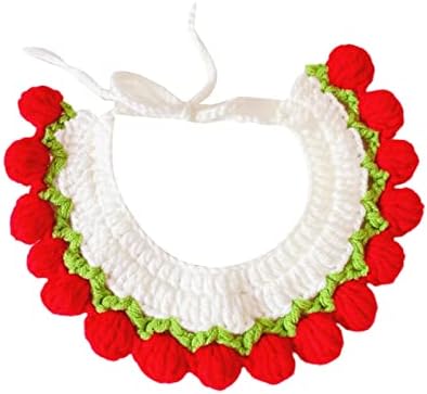 Božićna ogrlica za kućne ljubimce Podesiva atraktivna ugodna ručno izrađena odjeća od poliestera s crvenim tulipanima Ogrlica