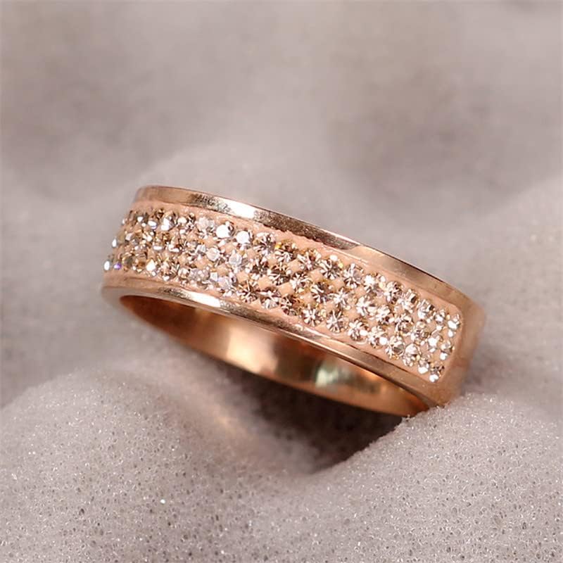Koleso Rose zlato poznati cirkon prsten 8 mm pola kruga Tri reda kristal 316L prstenovi za žene-68944