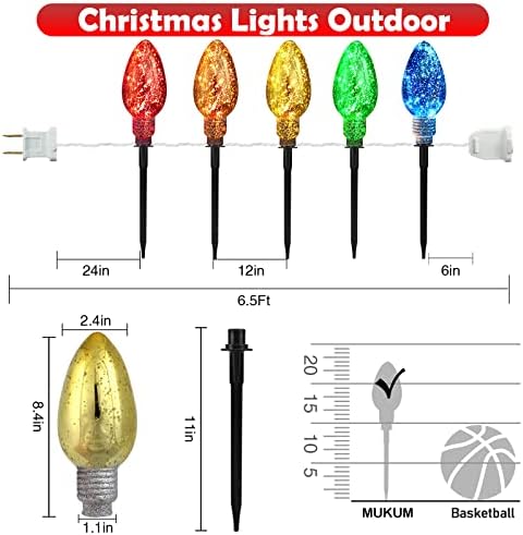 Mukum 6,5 ft C9 božićna staza svjetla na otvorenom božićni ukrasi božićna pješačka staza s 5 višebojnih žarulja staza za
