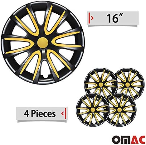 OMAC 16 -inčni hubcaps za Chevrolet Camaro crna i žuta 4 kom. Poklopac naplataka na kotači