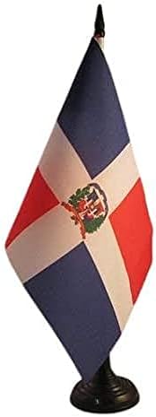 AZ zastava Dominikanska republika Tablica zastava 5 '' x 8 '' - dominikanska stolna zastava 21 x 14 cm - crni plastični štap