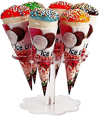 ESOWEMSN Sladoled Konus držač 6 rupa Clear akrilni sladoled koji prikazuje stalak za kolač za šećernu stalak za izlaganje