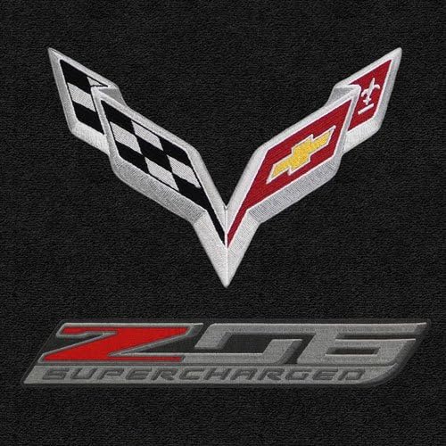 Odgovara C7 Corvette Z06 Podne prostirke- zastave w/ z06 logotip s punjenjem: crno