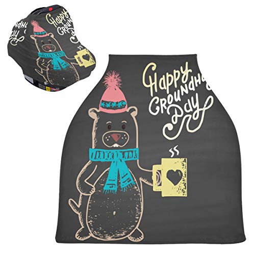 Obojena kreda oslikana Groundhog Happy Day Beby Cart Covers - Visoka prekrivača stolica Rastemljiva šal za njegu, višenamjenski