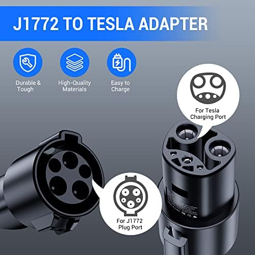 J1772-adapter za punjenje Tesla 80 Ampera / 250 vac, prijenosni brzo punjenje SAE J1772 -adapter za punjač Tesla, s mogućnošću