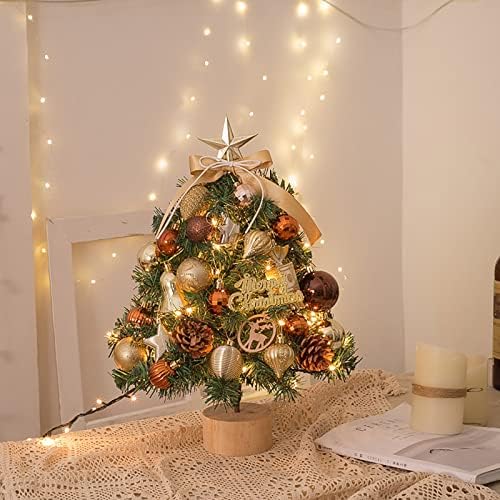 Stolni mini božićno drvce 17,72 inča Malo umjetno božićno drvce osvijetljeno radnoj površini božićno stablo s drvetom topper