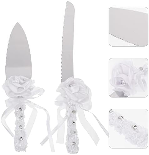 1 Postavite elegantnu čipkastu ručicu rezača i poslužitelja za vjenčanje za praznike za odlikovanje kuće/zida/sobe