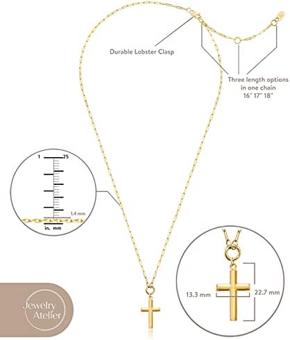 Nakit Atelier Gold napunjene Križne ogrlice - 14K žuto zlato ispunjen križni privjesak s čvrstim lancem isječka za žene i