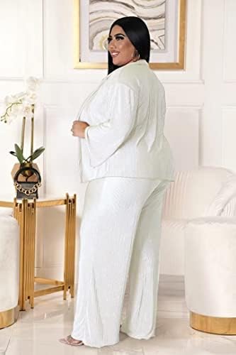 Ekaliy žene plus veličina 3 komada naplaćene odjeće s dugim rukavima kardigan grudnjak vrh i visoki set širokih struka set
