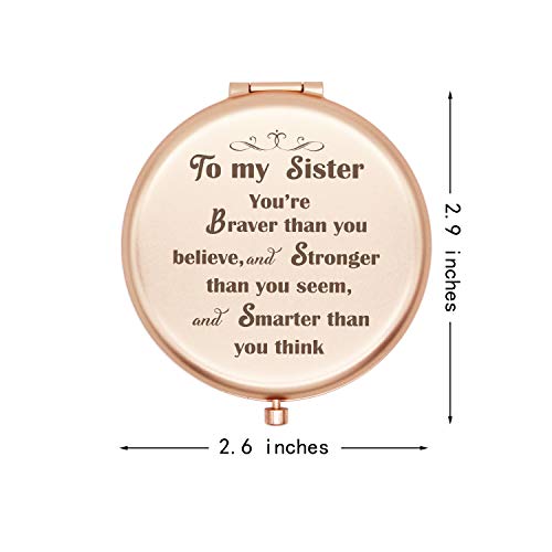 pokloni za sestru-mat kompaktno ogledalo za sestru od sestre, brata, ideje za rođendanske poklone, vjenčanje za sestru-sestro,