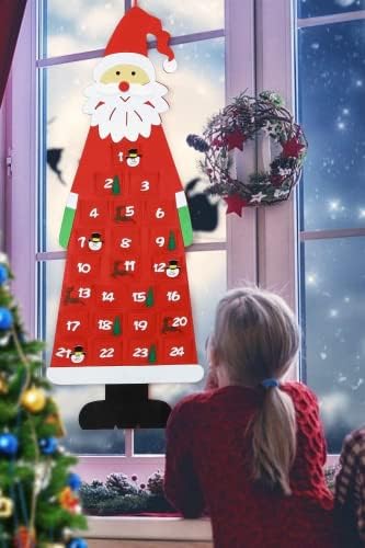 Božićni adventski kalendar 2022 božićni adventski kalendar od filca Djeda Božićnjaka s 24 džepa za dječje poklone 3,8 Stopa