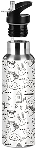 Unicorn Rabbit Crtani Slatki životinjski uzorak za vodu Termos boca s slamnim poklopcem za djecu dječake djevojčice, 600