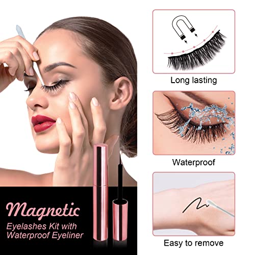 Magnetske trepavice s pincetama i vodootporni eyeliner, 3D magnetske trepavice za višekratnu upotrebu, prirodni izgled magnetske
