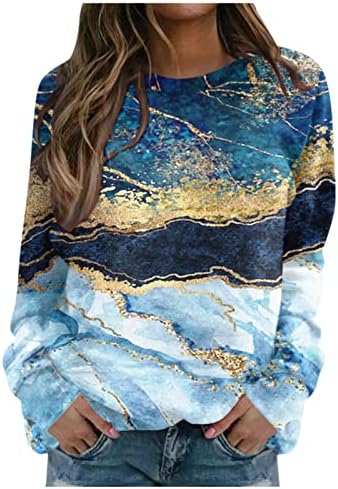 JJHAEVDY WOMENS FALL TWEXIRTE BLOUSE CREW VOCE Predimenzionirani pulover labavi majice casual džemper dugi rukav tiskani