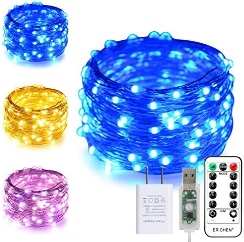 Erchen USB LED lampica s dvostrukim bojama, 33ft 100 LED-ova u boji Promjena zamrava 8 modusa srebrne bakrene žice Fairy