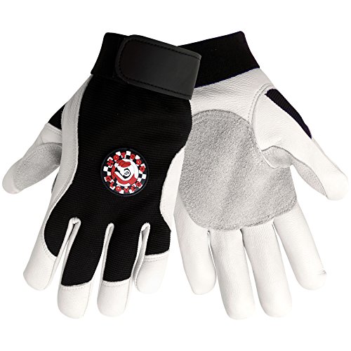 Global Glove HR3008 Goatskin Premium ocjena Hot Rod ™ Sport rukavica s crnim spandexom leđa i elastična manžetna, rad, ekstra