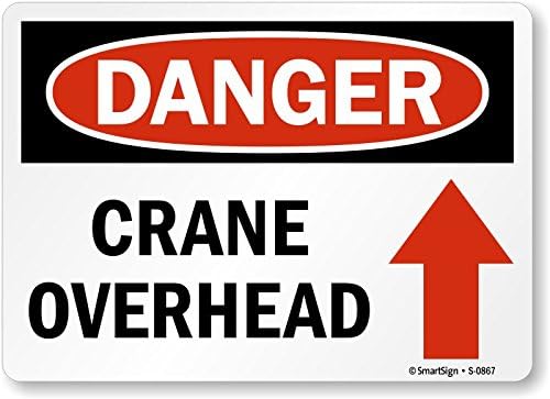 SmartSign Opasnost - Crane nad glavama Prijavite se s strelicom uzlaznim uzlazom | 10 x 14 plastika