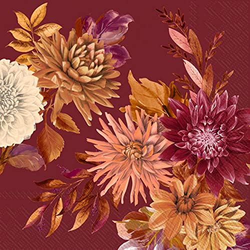 Idealni kućni domet jesen cvjetni koktel salvete - 40 ct | 2 pakiranja od 20ct | Jesenski tema zahvalnosti za Dan zahvalnosti