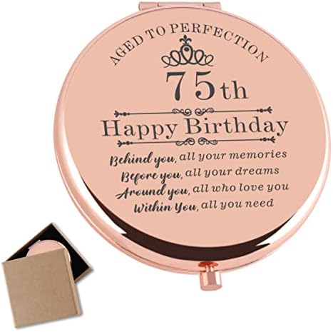 Pokloni za 75. rođendan za žene kompaktno ogledalo za šminkanje od ružičastog zlata ideje za poklone za 75. rođendan za žene