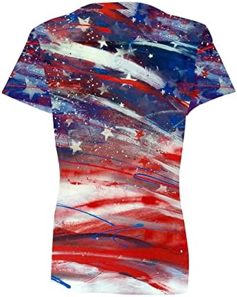 Američki dan neovisnosti zvjezdane grafičke opuštene košulje za žene kratke rukave v vrat casual gornje majice djevojke fj