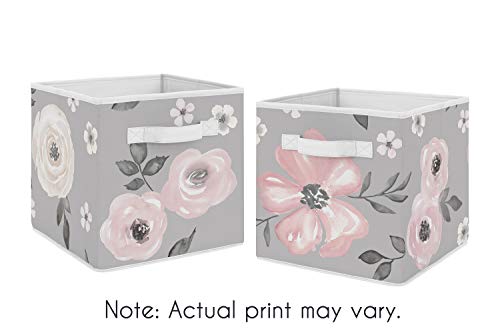 + Siva akvarelna Cvjetna sklopiva kocka od tkanine za spremanje ladica, kutija za organizatore igračke za djecu - set od