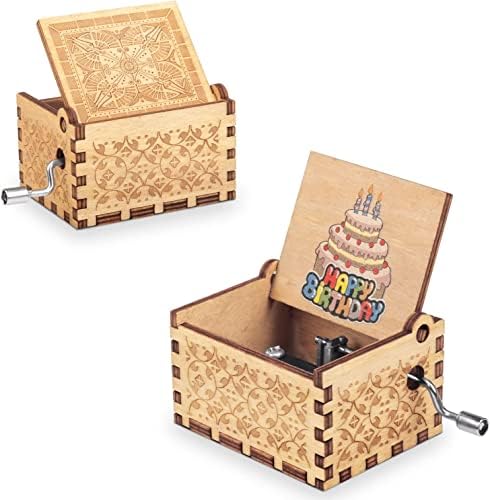 Kepatubo Wooden Happy Birthday Music Box, ručno ručice klasično isklesana drvena kutija za rođendan