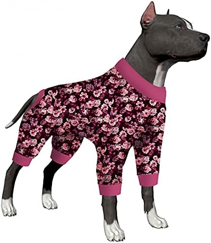 Lovinpet Dog PJS Pitbull - Onesies za ublažavanje anksioznosti za kućne ljubimce, košulja za zaštitu od sunca, udobna rastezljiva
