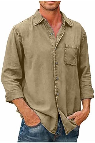 Muška košulja na kopčanje dizajnerska proljetno-ljetna Muška ležerna pamučna lanena jednobojna košulja dugih rukava široke