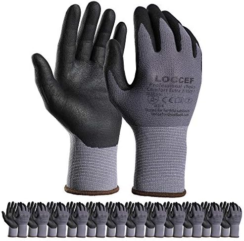 Loccef sigurnosne radne rukavice Mikrofoam nitril presvučen-12 parova, bešavne pletene najlonske rukavice, poboljšanje kuće,
