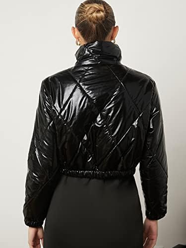 Edwol jakne za žene - kaput s visokim vratom od lažnih kožnih kaputa