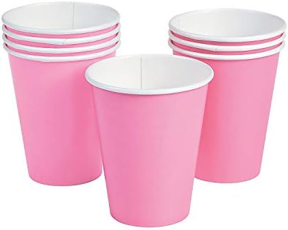 Fun Express - Candy Pink 9 Oz Paper Cup za zabavu - pribor za zabavu - Solid Deallerver - Solid šalice - Party - 24 komada
