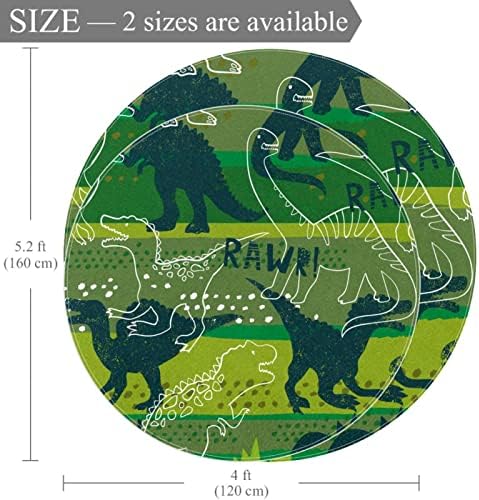 Llnsupply velika veličina 4 ft okrugla dječja igrališta prostirka zelena dinosaur Rawr rasadnik prostirka non Slip Kids tepih