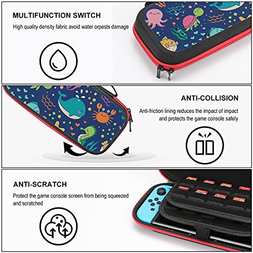 Nošenje futrole za Nintendo Switch futrola Slatka podvodna riba s Octopusom otporna na zaštitne zaštitne kućice s 20 utora
